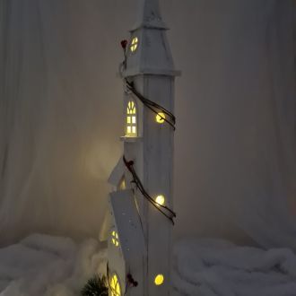 Domek biały LED 74 cm Święta Boże Narodzenie